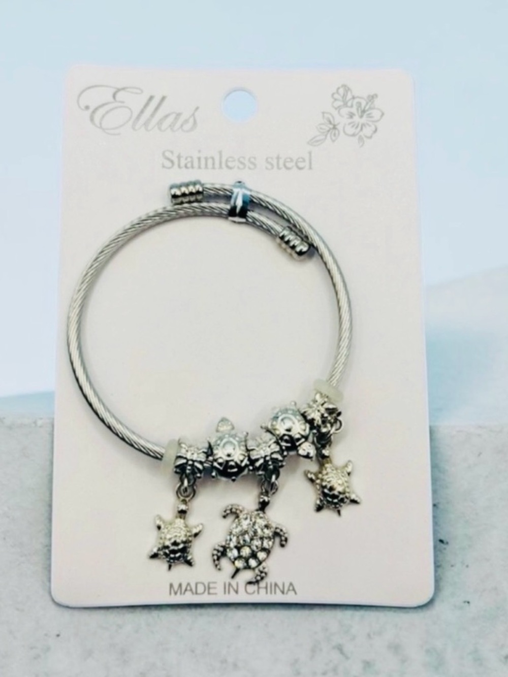 Stainless Steel Turtle Charm Bracelet